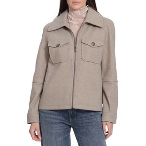 Avec Les Filles Taupe Zip-Front Wool Jacket